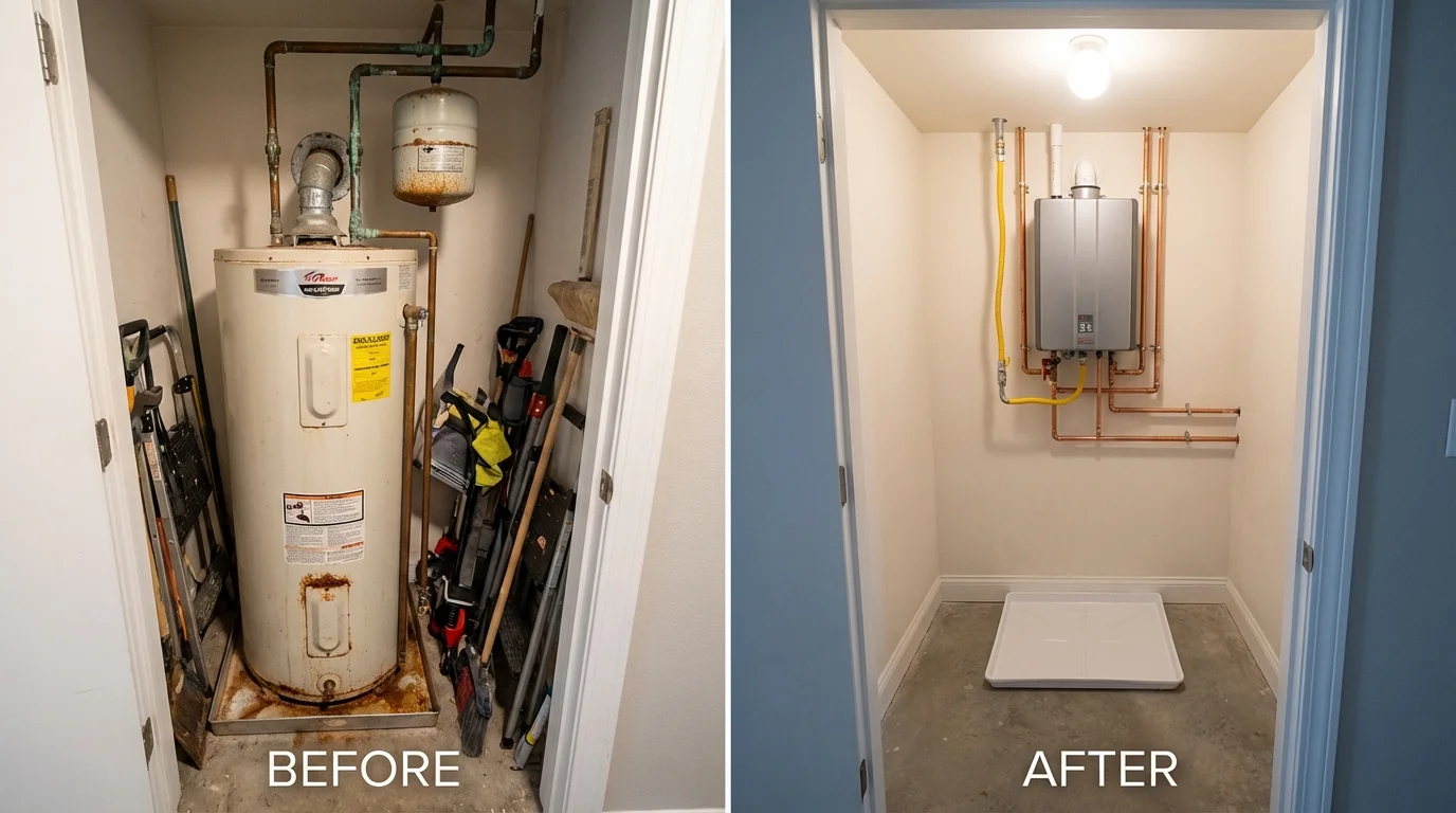 Tank water heater versus wall-mounted tankless unit comparison for West Richland, WA homeowners